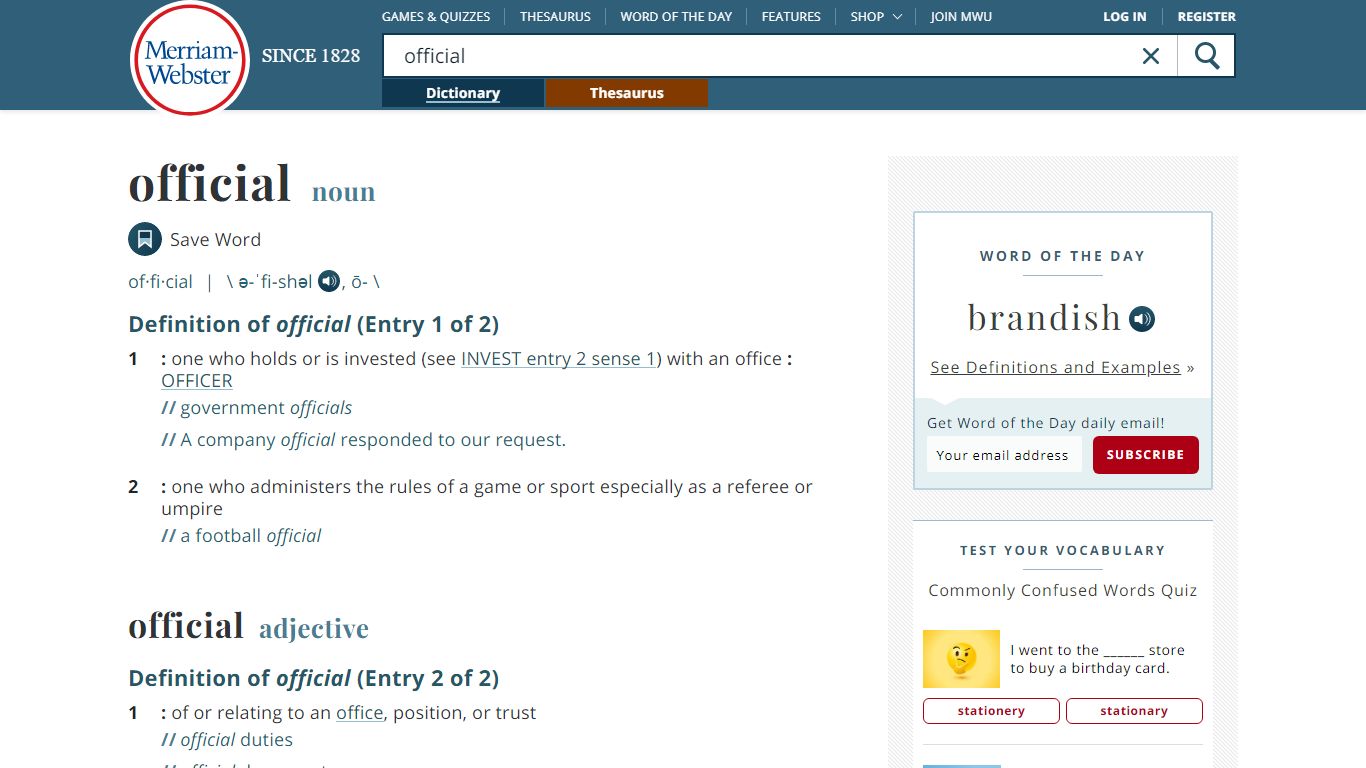 Official Definition & Meaning - Merriam-Webster